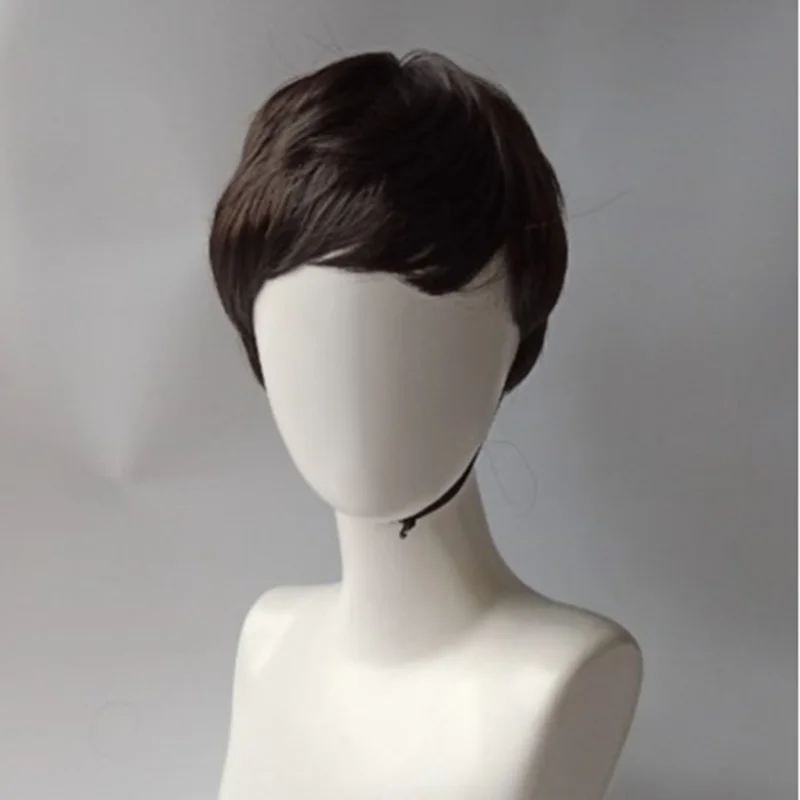 Cocktail Party Man Suit Match Short Straight Hair Concert Dress Up Flyaway Hair Straight Bangs Wig Man Daily Ear Length Hair