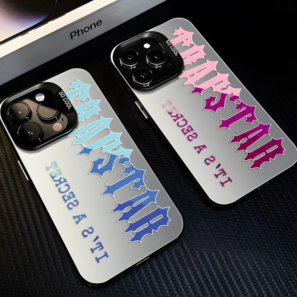 Funda para Teléfono con Letras Coloridas T-TRAPSTARS para iPhone 17 16 15 14 13 12 11 mini Pro Max X XR XSMAX 8 7 Air Plus, Anti-Caídas, Mate