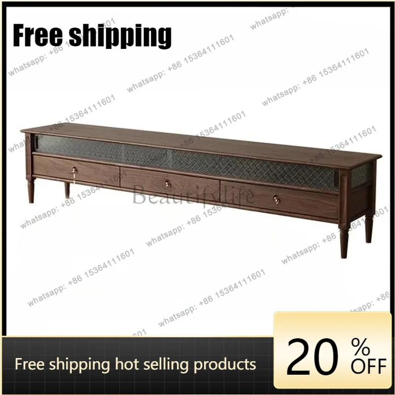 jj5  Best Seller Pg46Nordic TV Cabinet Stone Plate Black Walnut Silent Wind Living Room Storage Storage Audiovisual Cabinet