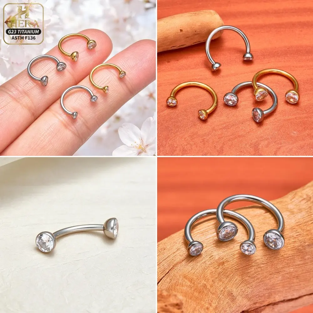 10PCS F136 Titanium Piercing Tiny Minimalist Internal Thread Curved Barbell Bulk Eyebrow Ring Rook Piercing Jewelry Septum Ring