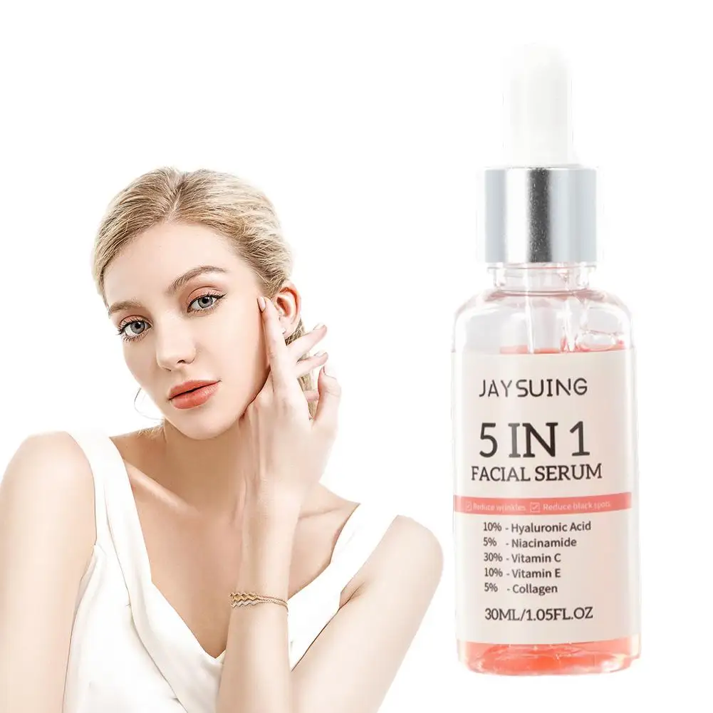 

30ml Hyaluronic Acid Face Serum 5 In 1 Moisturizing Vitamin C Shrink Pores Serum Skin Care Serum