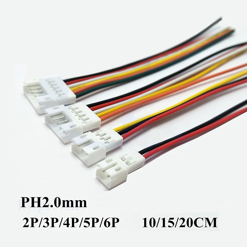 10 PCS Small Mini 2.0mm PH2.0 2/3/4/5/5 Pin Female Plug Jack Connector Cable 2P 3P 4P 5P Line Length 10/15/20CM Electronic Wire