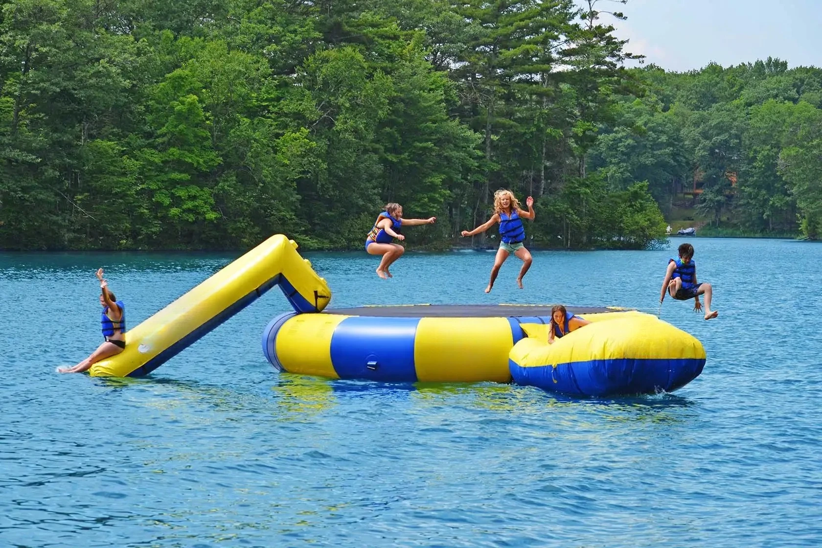 New Outdoor Floating Water Park Sea Trampoline Huge Water Inflatable Bungee Trampoline for Sale