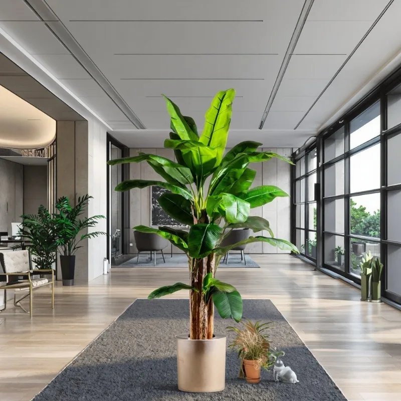 

2025 Large Leaf Banana Tree Simulated Green Plant Floor-Standing Bionic Tree Potted Decor for Office Wedding Artificial Trees