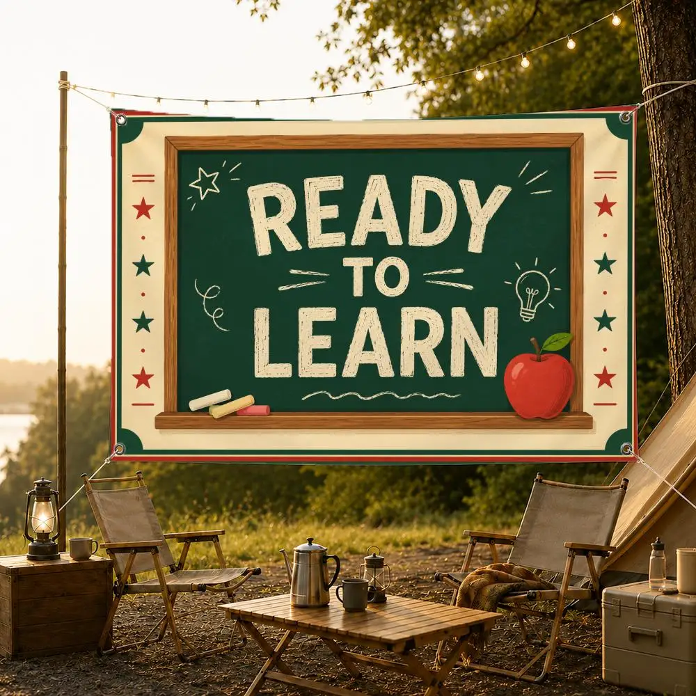 Vintage Chalkboard School Quote Flags Fade Resistant Flag Washable Lightweight HD Print Indoor Outdoor All-Weather