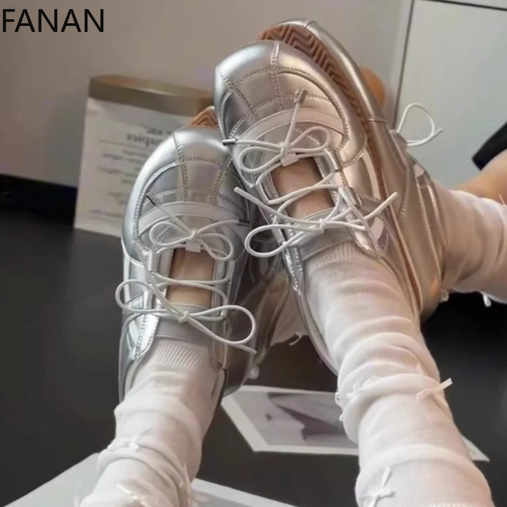

Japanese 5Cm Sneakers Ballet Shoes Mary Jane Silver Casual Flats Sandals Platform Low Heel Pumps Non-slip Summer Shoes