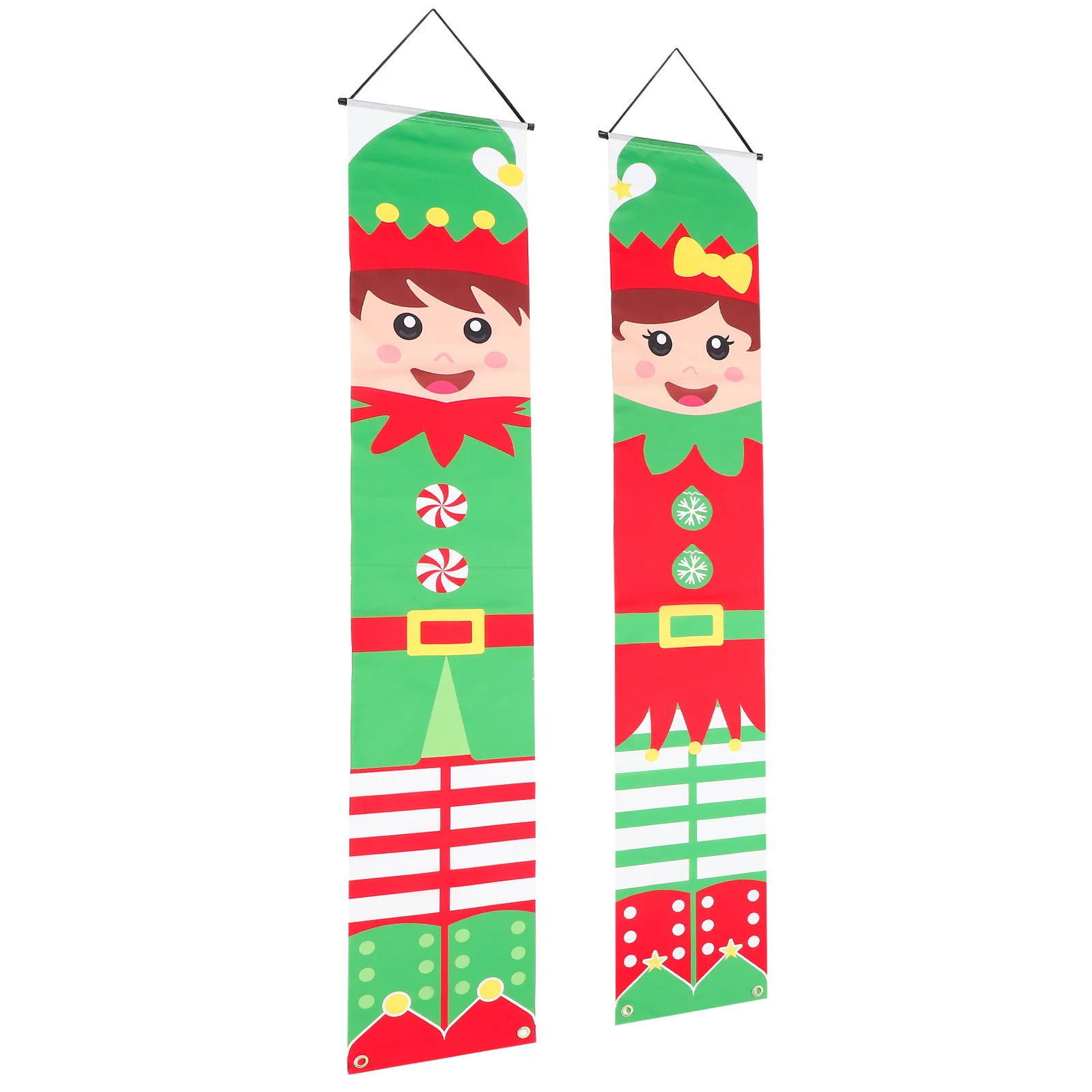 

1Pair Christmas Couplets Polyester Xmas Porch Sign Door Curtain Party Ornament Decorative Hanging Flag for Home Outdoor Yard