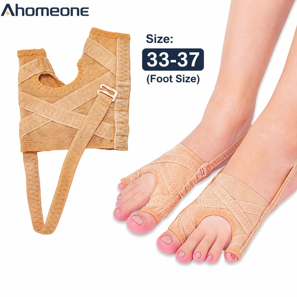 1 paire de correcteurs d'hallux valgus ajustables en tissu, respirants, avec manchon de séparation pour les orteils, idéaux pour le sport et la course à pied