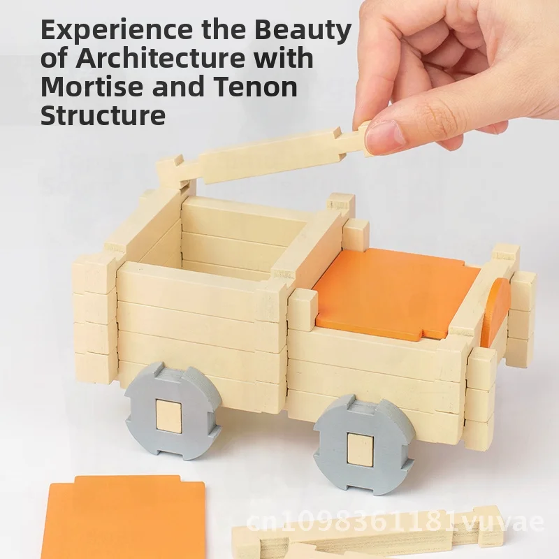 Zestaw drewnianych klocków dla dzieci - duże elementy, chińska konstrukcja wpuszczająco-wtykowa, zabawka dom dla architektów Luban dla dzieci w wieku...