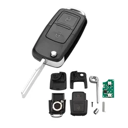 Aupoko 2 Buttons Car Remote Key 1J0959753CT for VW Volkswagen Golf MK4 Bora Polo 1J0 959 753 CT 434MHz with ID48 Chip HU66 Blade