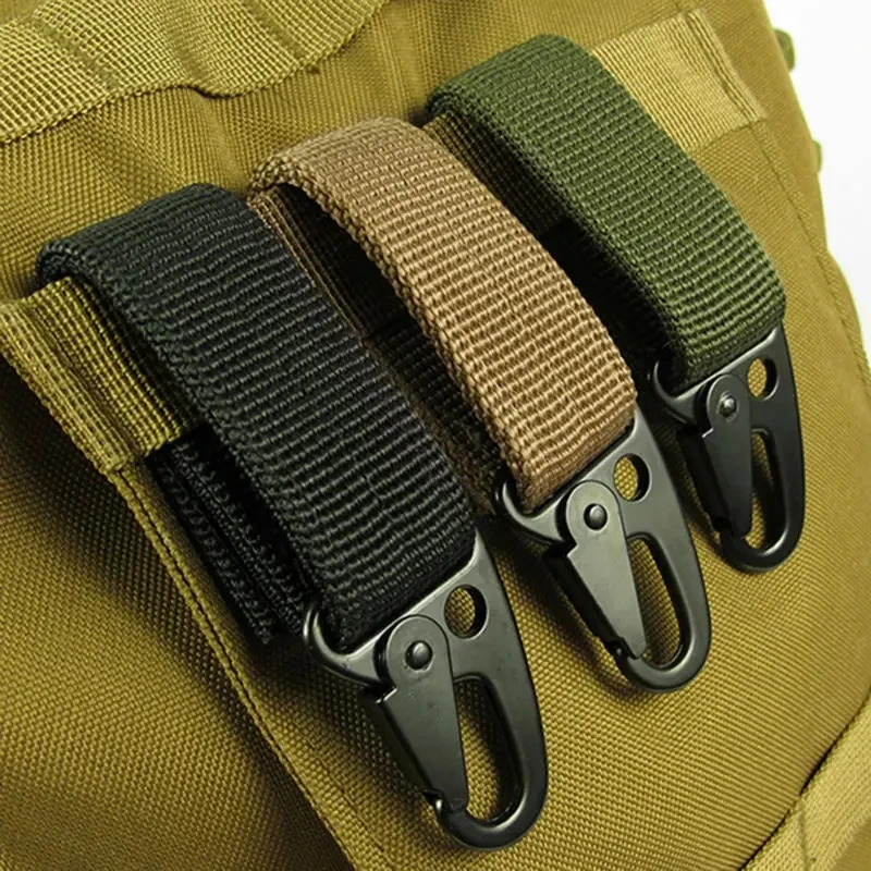 ABBREE Outdoor Nylon Carabiner Molle  Key Chain Hook Webbing Buckle Hanging Belt Clip Kit Tactical Bag Key Ring Strap