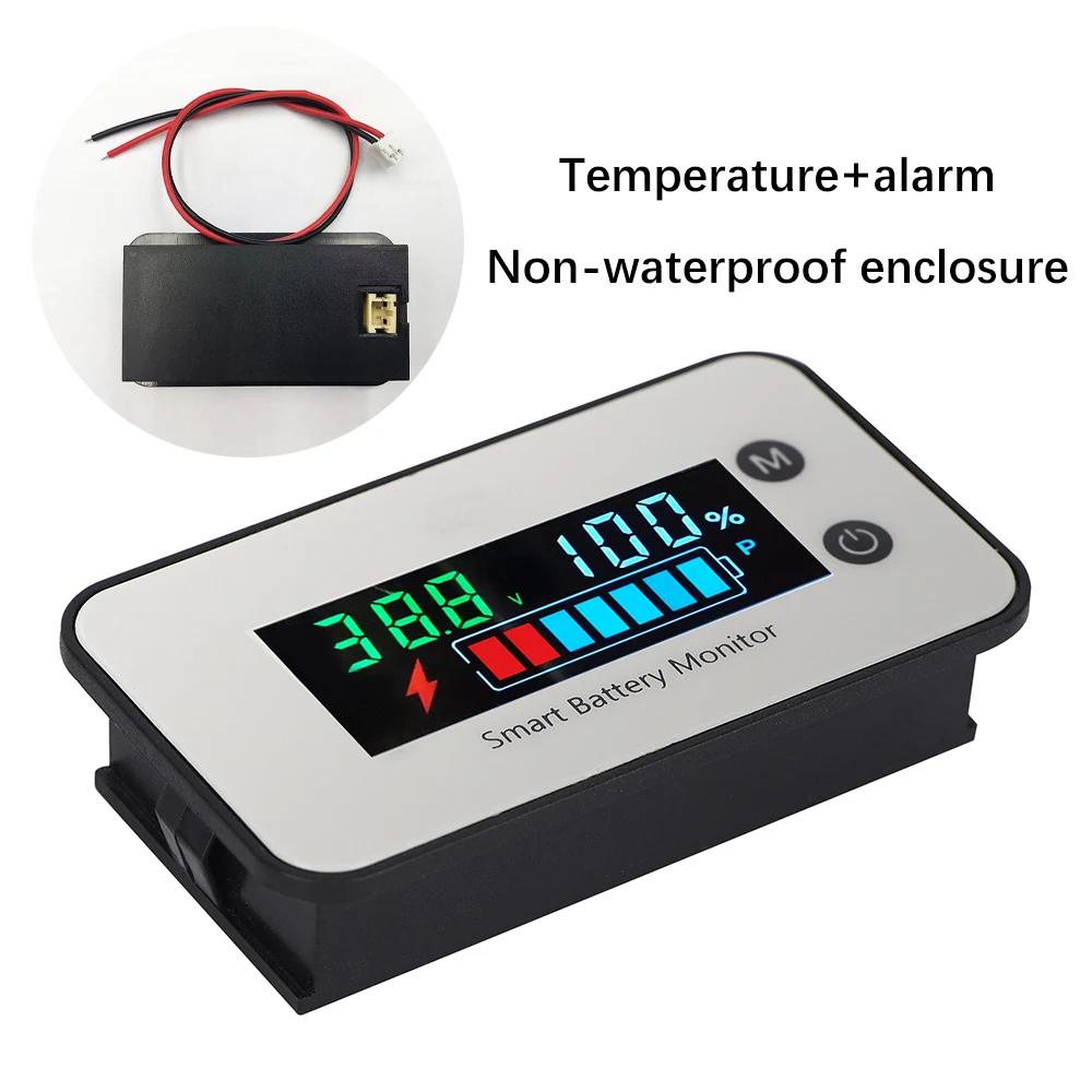 DC 7-100v Battery Capacity Monitor Meter 12v 24v 48v Battery Power Percentage Voltage Temperature Indicator Gauge 4 Styles