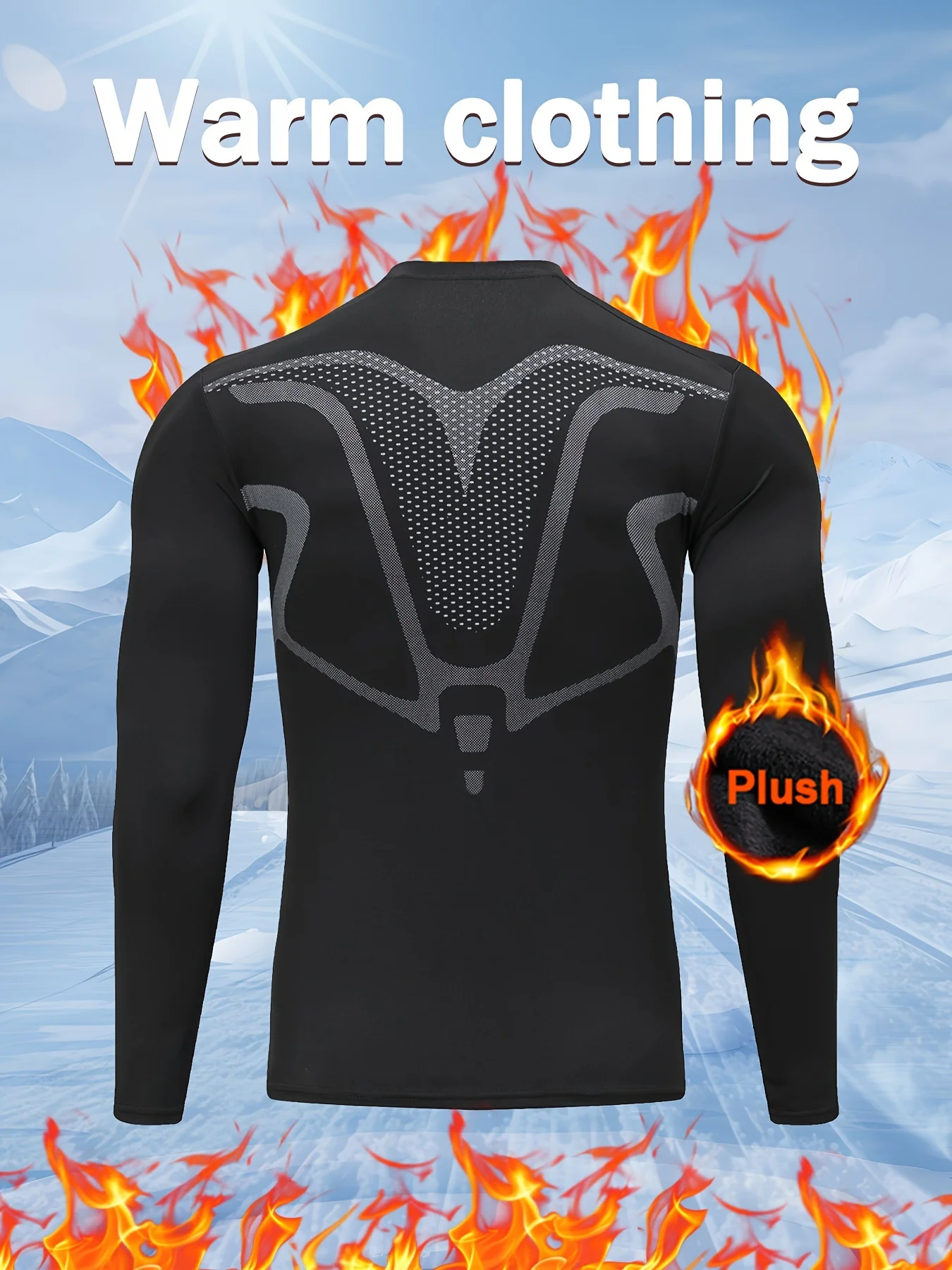 

Men's comprehensive training warm long-sleeved sportswear, autumn and winter fitness running wear, tight training top T-shirt