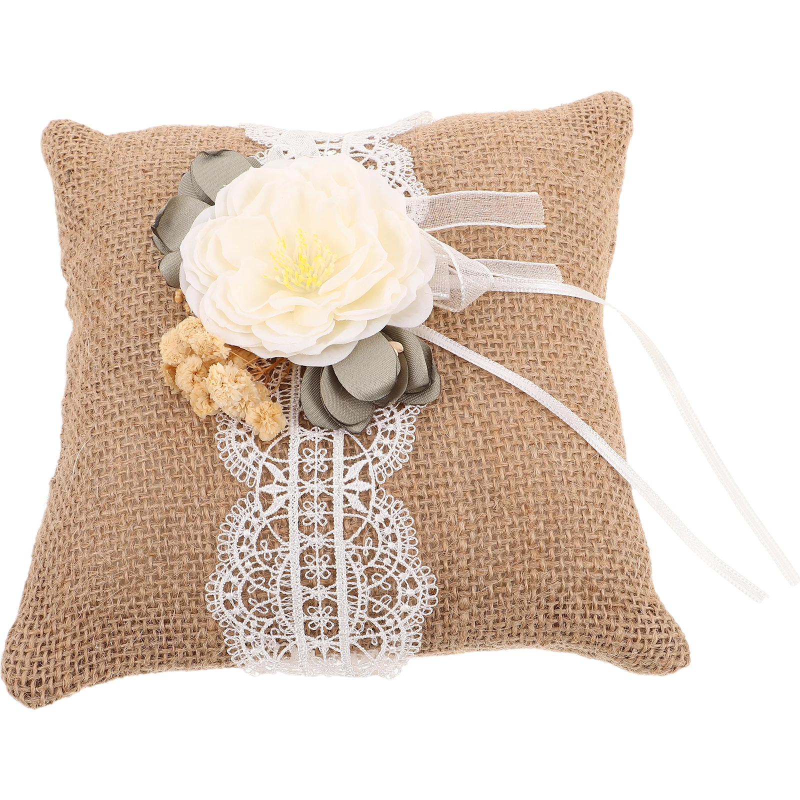 

Wedding Ring Pillow Lace for Weddings Ceremony Cushion Bridal Burlap Holder