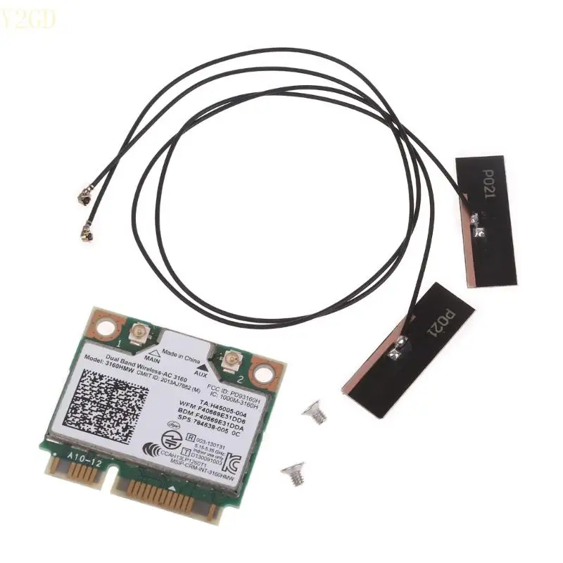 

Y2GD Mini PC-E Wireless-AC сетевая карта, 3160HMW Bluetooth-совместимая 4,0 433 Мбит / с 2,4 / 5 ГГц двойной беспроводной карты