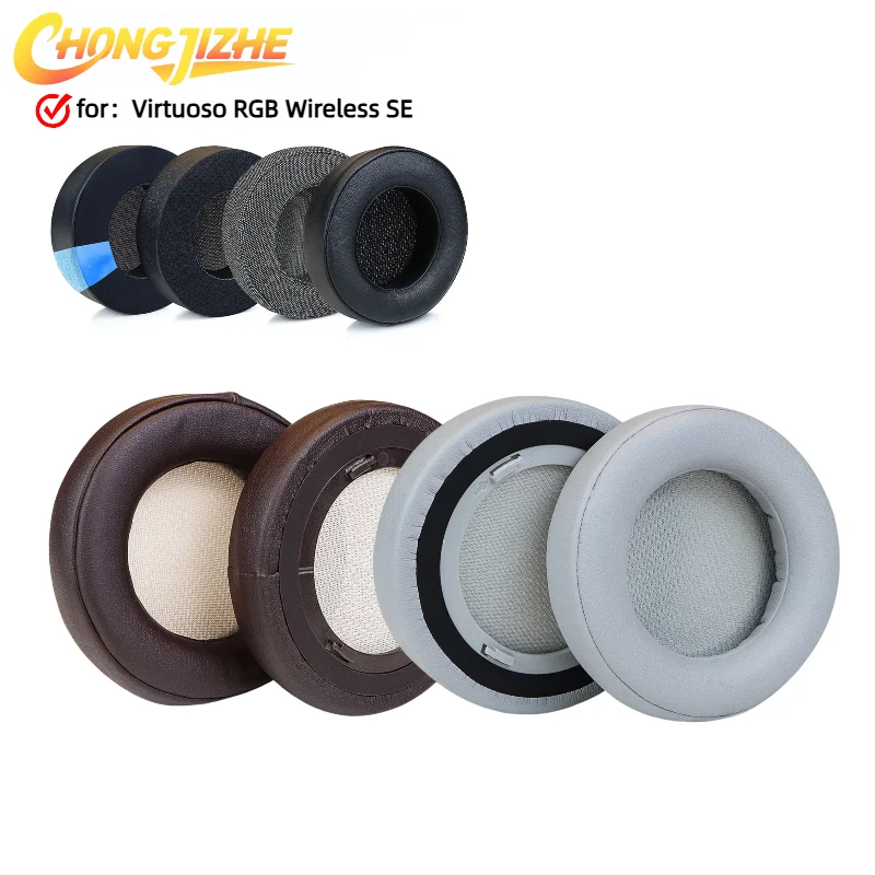 

CHONGJIZHE Replacement Protein Leather Ear Pads Cushion Cover With buckle For Virtuoso RGB Wireless SE Headset