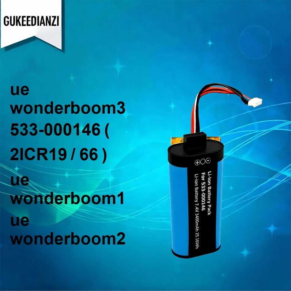 Batería de alta eficiencia 533-000146 (2ICR19/66) 2100-3400mAh para Logitech UE Megaboom MEGABOOM3 3 Wonderboom 1 2 3