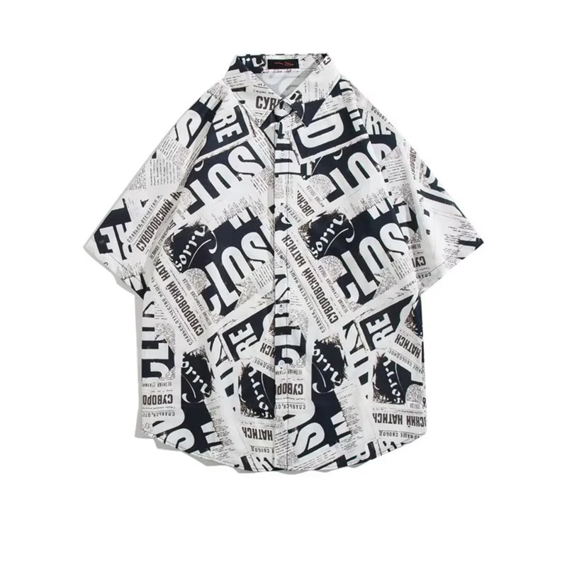 Summer High Quality Mens Hawaiian Shirt Loose Printed Short Sleeve Big Us Size Hawaii Men Beach Geometric Graphics Shirts 2XL