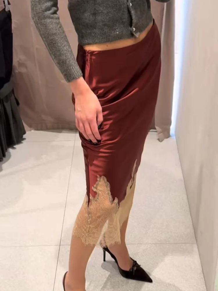 

Sexy Lace Patchwork Long Skirt Women Solid Slim High Waist Hip Package Party Skirts Female Fashion Spring Summer Bottoms Lady