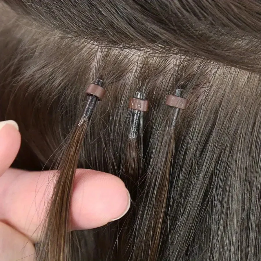1000 micro anillos de silicona para extensiones de cabello, set de 5 colores, 200 de cada uno, herramienta para plumas 2