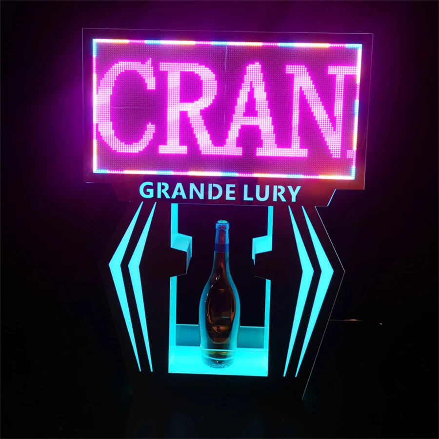 

OEM LED Letter Message Board Bottle Presenter DIY Message Billboard Sign Bottle Carrier LED Screen VIP Wine Display Holder