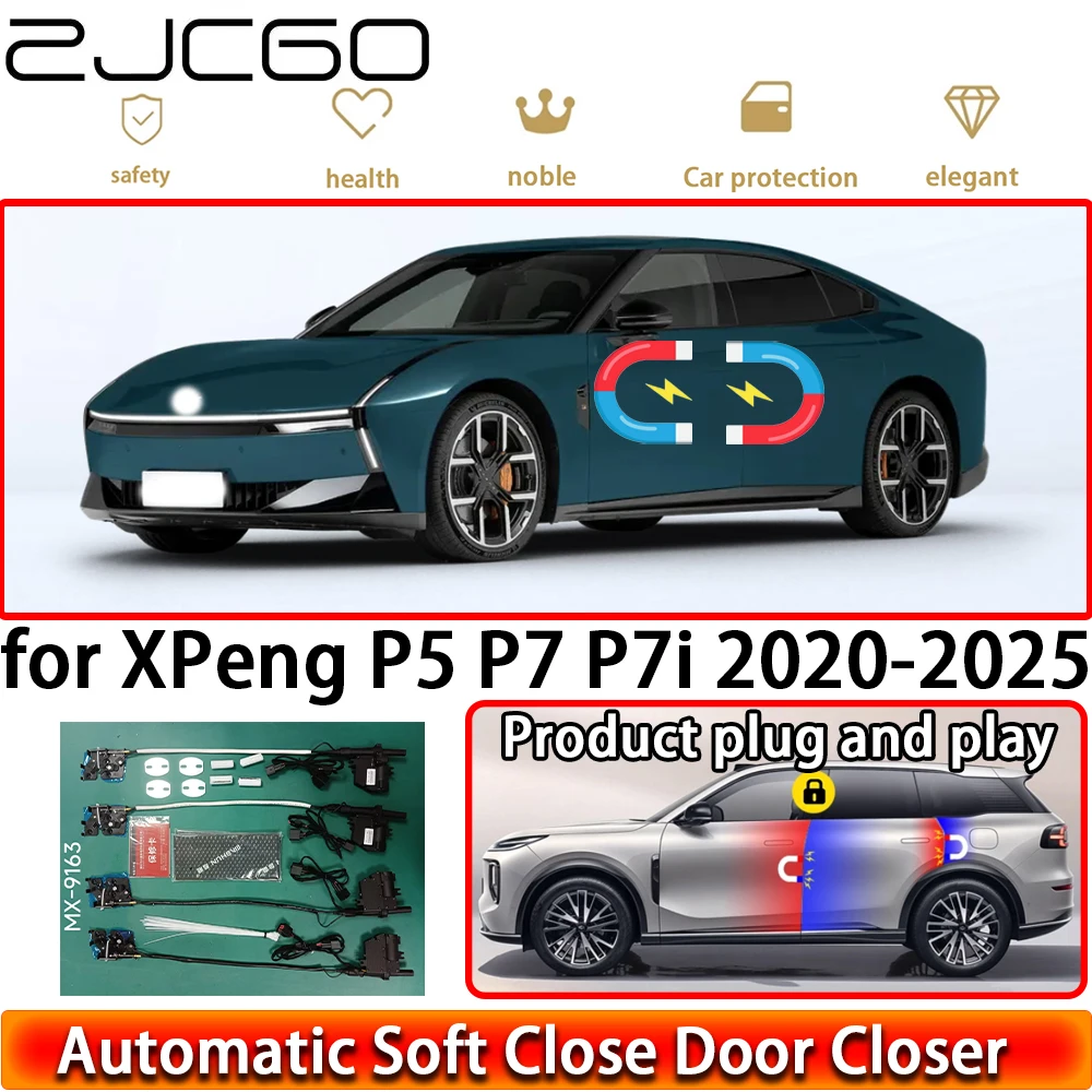 ZJCGO for XPeng P5 P7 P7i 2020-2025 OEM Soft Close Door Kit Power Closing Latch System Auto Pull Door Easy Close Plug & Play