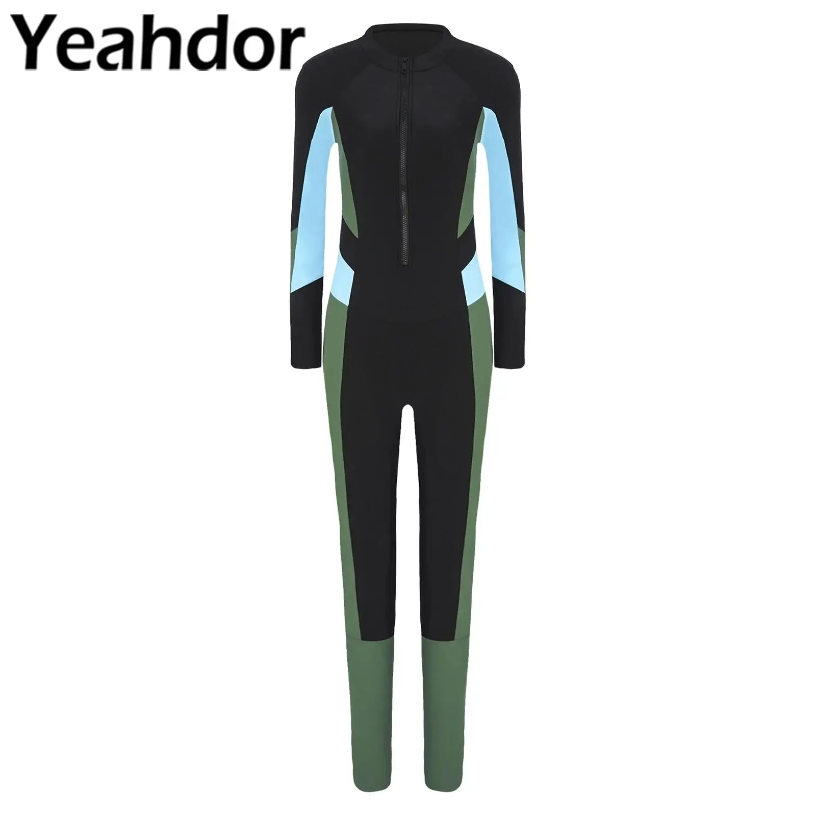 Womens Full Body Rash Guard Swimsuit UPF 50+ Wetsuit Long Sleeve Zippy Padded Swimwear Sun Protection Sporty Swimwear Jumpsuit
