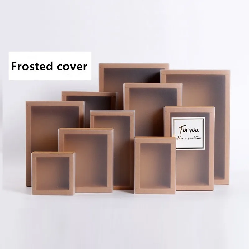 10pcs/20pcs Frosted Kraft Paper Drawer Boxes with Clear Sleeve for Handmade Soap Craft Black White Party Gift Packaging