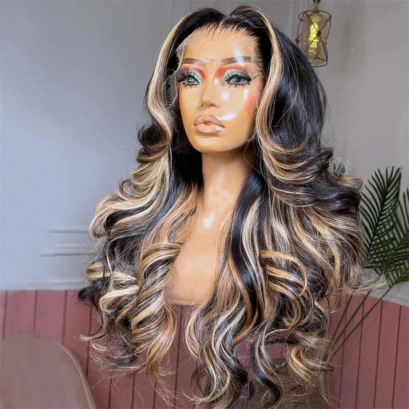 200Density Highlight Blond Wave HD Lace Jewish 5x5 Silk Base European Human Hair Wig For Women BabyHair Gluelesss Preplucked