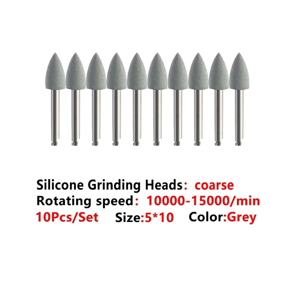 10pcs dental silicone grinding head tooth polishing machine polishing brush for low speed handpiece reverse angle/right angle de