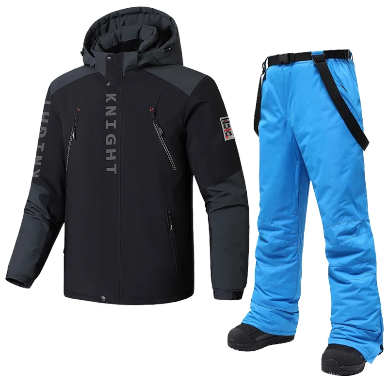 Large Size 8XL Ski Suit Men Winter Warm Fleece Ski Jackets Pants Windproof Snow Coat Outdoor Snowboard Wear Set Husband Overalls