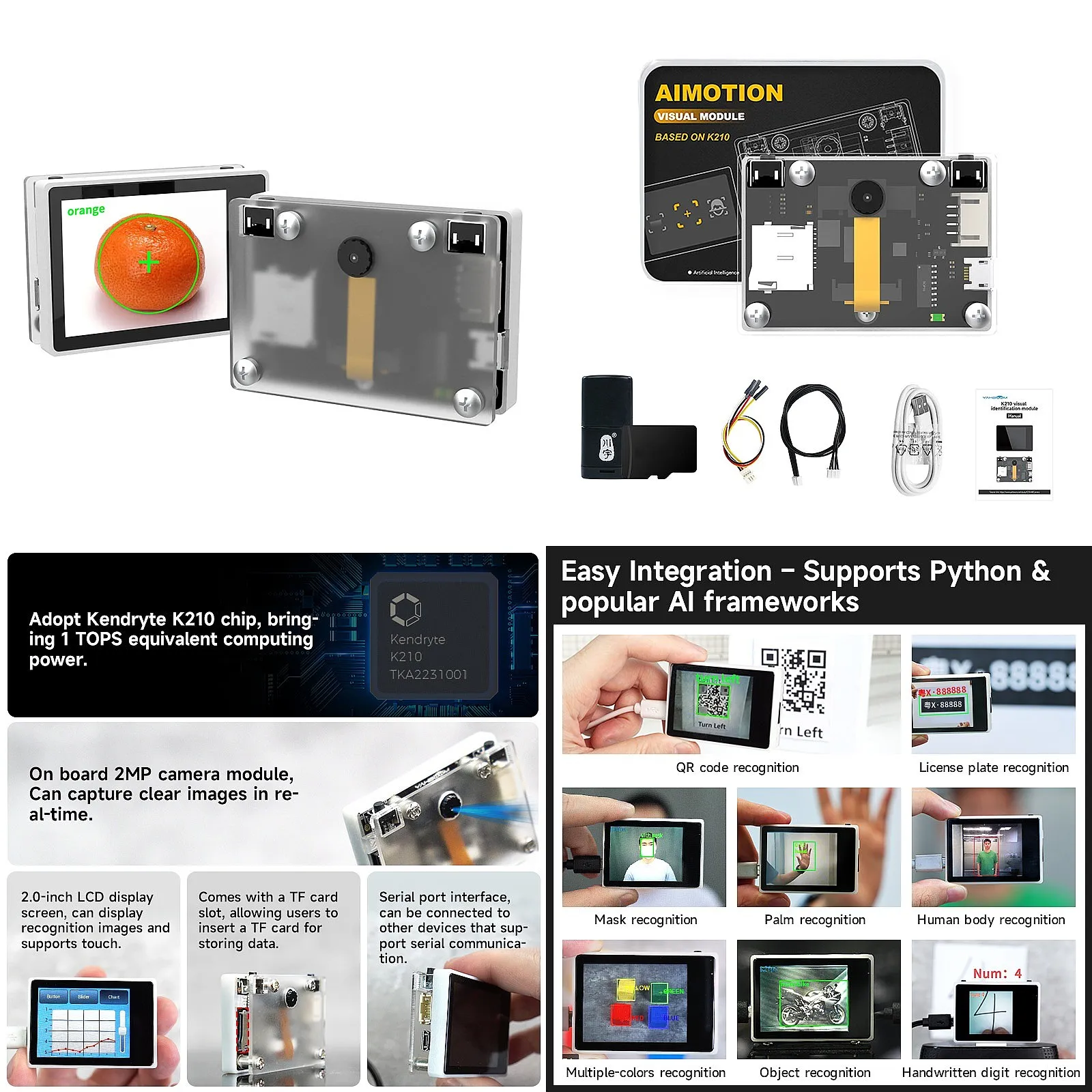 Yahbooms K210 visual recognition module supports facial recognition, with 32G tf card, free compatibility with LE GO bricks