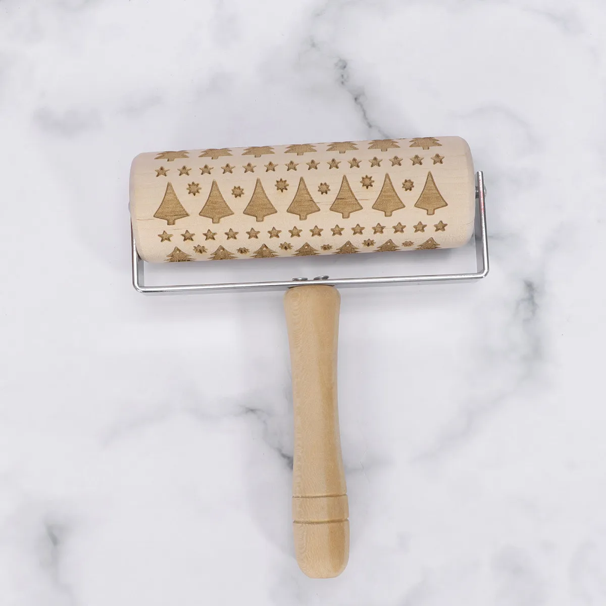 

Деревянный тиснирующий валик для теста с дизайном «Рождественская елка», ручной, для выпечки и DIY-проектов, кухонный инструмент