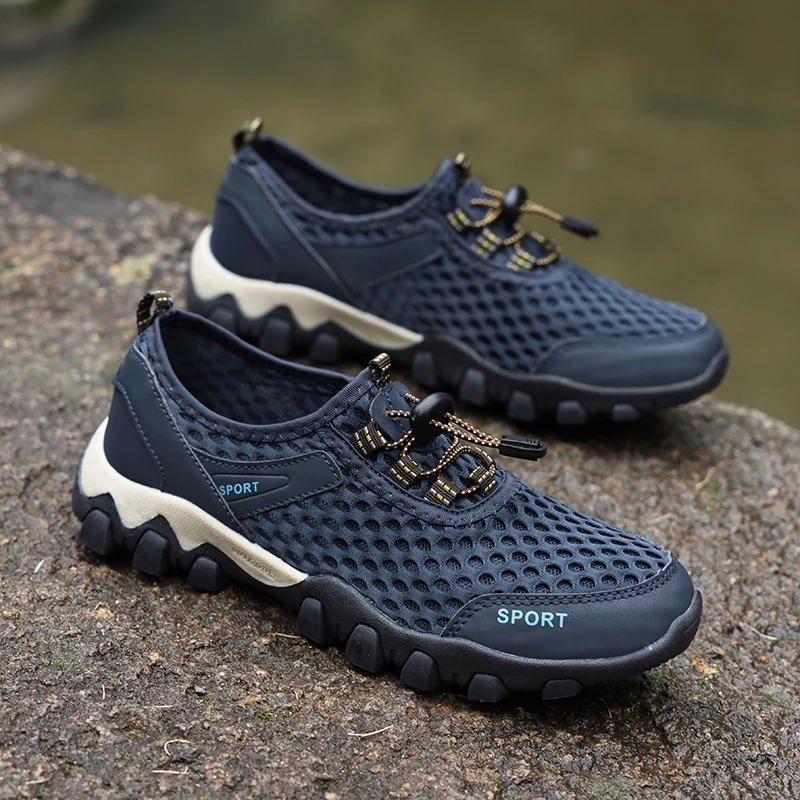Outdoor Hiking Shoes for Men, Breathable Mesh Sports Shoes, Quick-Dry Water Shoes, Lightweight Trekking Shoes, Wear-Resistant Non-Slip River Tracing Shoes, Stylish Hollow-Out Casual Large Size Shoes 3 image 3