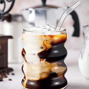 Leeseph 4 PCS Creative Glass Cups Vintage Coffee Mug với kính thẩm mỹ với rơm 12 Bán hàng chính sạch sạch - 8