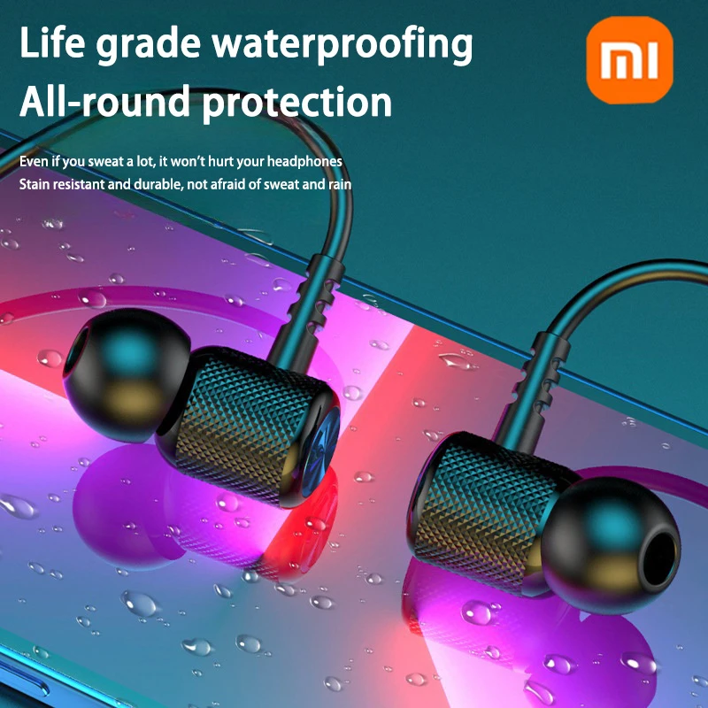 Xiaomi Wireless Headsets Bluetooth Neckband Earphones Silicone Hifi 9D Stereo Sports Headset Halter Waterproof Magnetic Earbuds