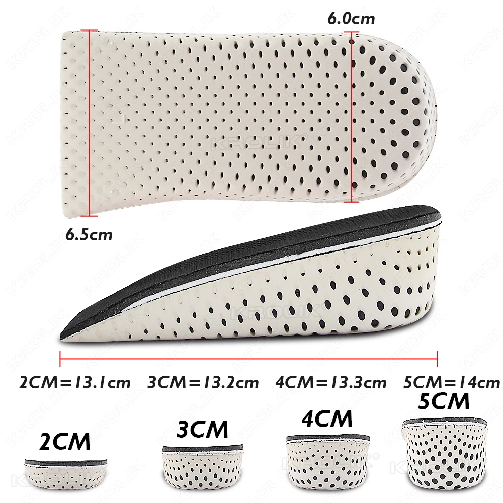 Invisible Height Increase Insole Unisex 2-5cm Half Heel Shoe Insoles Breathable Ultra Light Elevated Sports Shoes Pad Cushion