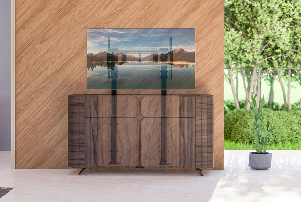 Hidden Cabinet Electric Lifting TV Bracket Remote Control Height Adjustable Motorized TV Floor Stand Double Column TV Lift