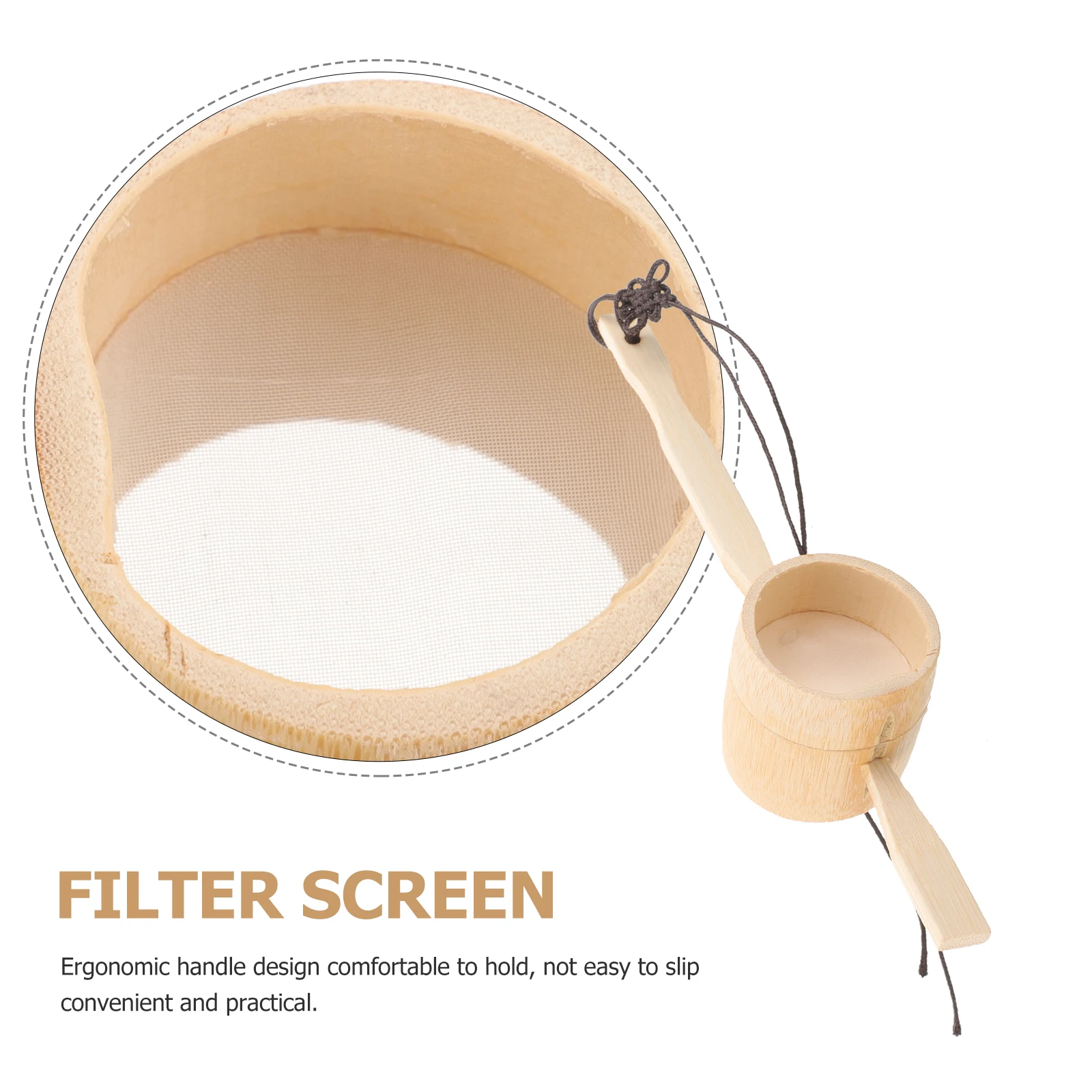

Bamboo Tea Strainer Ergonomic Handle Design Non-Slip Comfortable Use High Temperature Resistant for Home Office Tea Ceremony