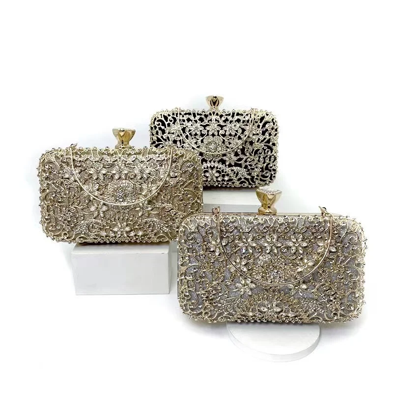 Hollow Out Style Diamonds Clutch Luxury Metal Rhinestones Evening Bags Flap Party Wedding Handbags Purse