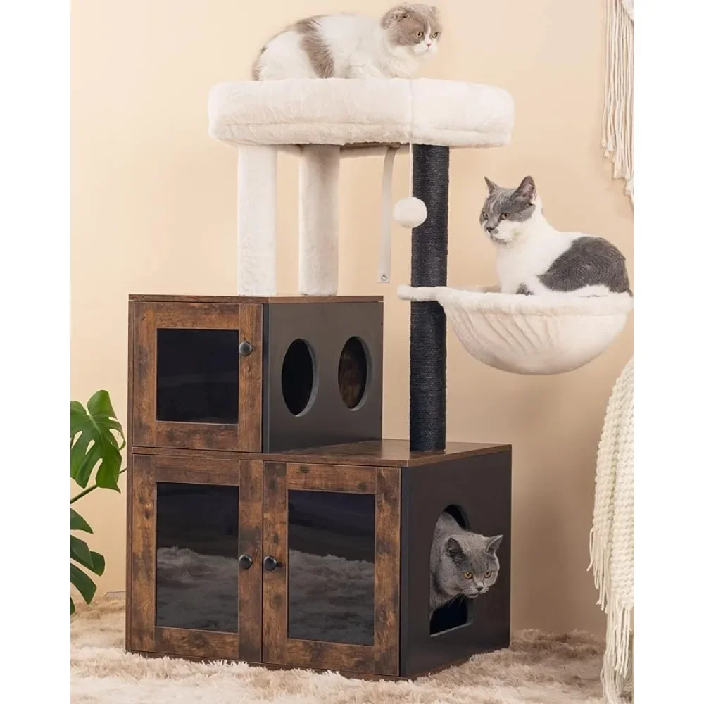 

Acrylic Doors and Windows Scratcher for Cats Full Sisal Columns Multipurpose Cat Litter Box Enclosure Large Deck Claw Sharpener