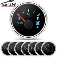 Indicador de nivel de combustible de 52mm, medidor de combustible de 0-190Ohm con función de alarma para barco marino, coche, yate, retroiluminación de 7 colores, indicador de tanque de aceite