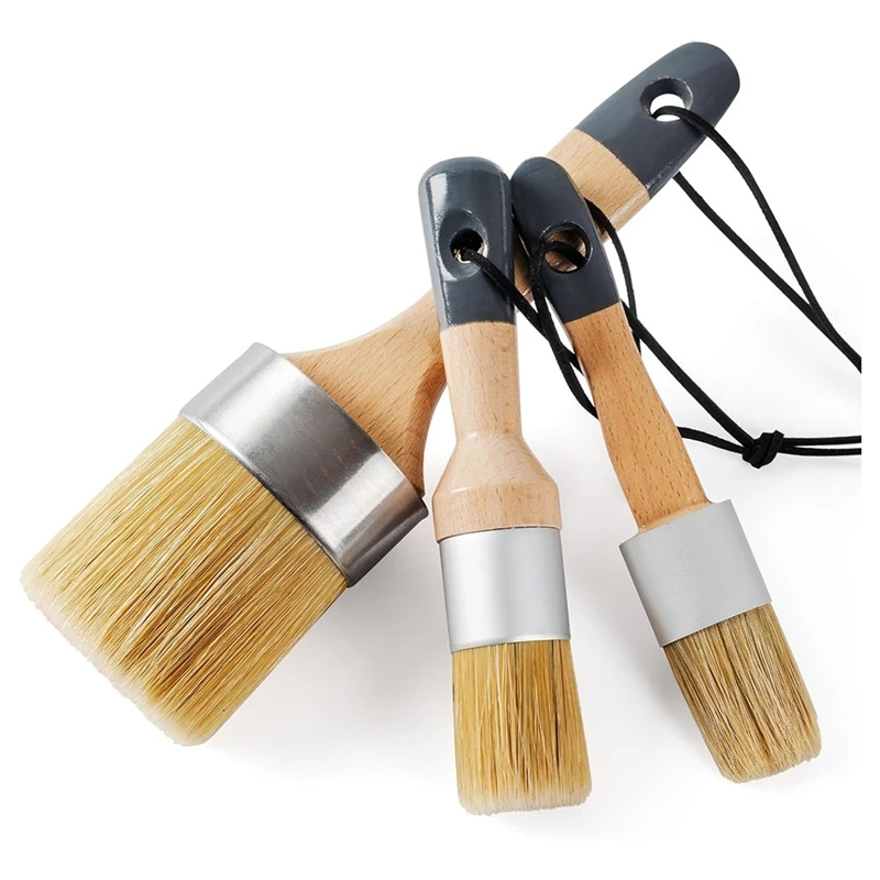 

Chalk And Wax Paint Brush, Large Chalk Paint Brush And Small Wax Brush For Chalk Paint,Chalk Paint Brushes For Furniture