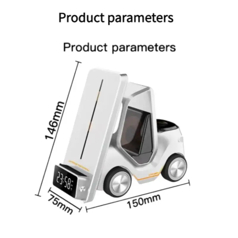 حامل شحن لاسلكي 6 في 1 مع ساعة منبه - شحن سريع لهاتف iPhone 16/15/14/13/12 Pro Max، 8/X/XS/XR، iWatch 8/7/6/5، AirP