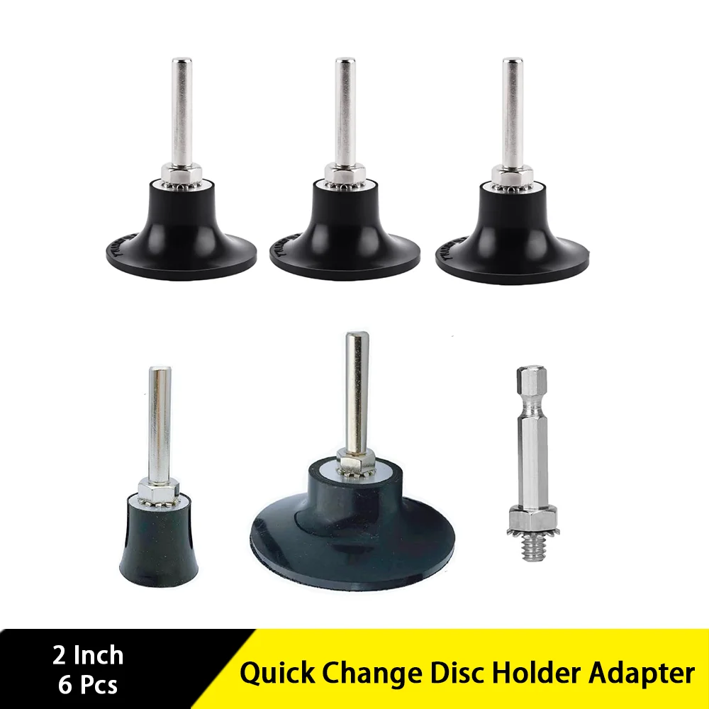 

2 Inch Disc Pad Holder Quick Change Disc Holder Adapter 6 Pcs with 1/4" Shank for Polishing Sanding and Surface Preparation