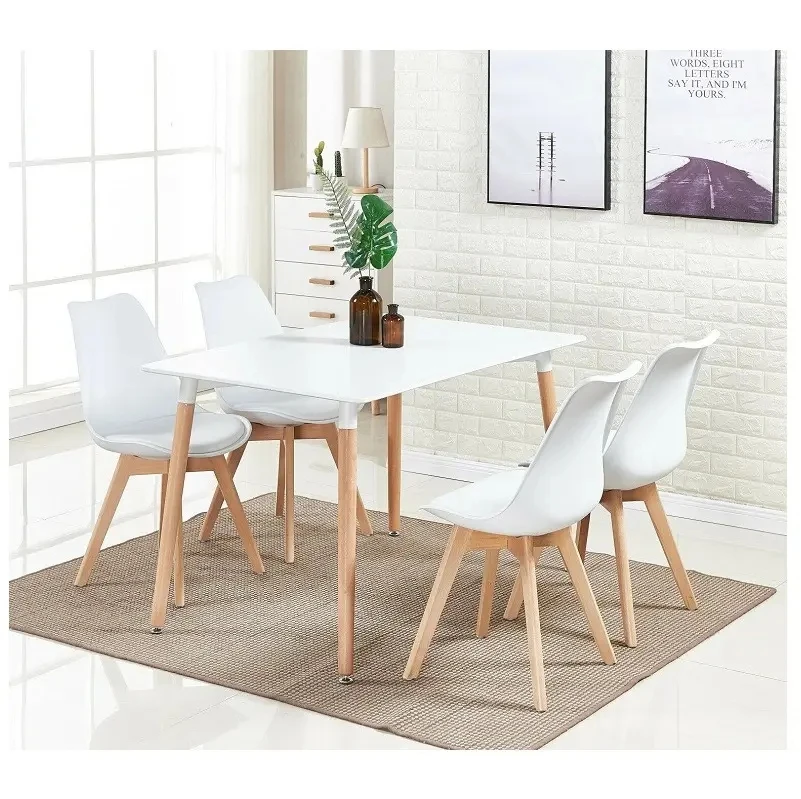 Restaurant Dining Sets 4 Seater Plastic Dining Chair and MDF Wooden Dining Table Set with chairs