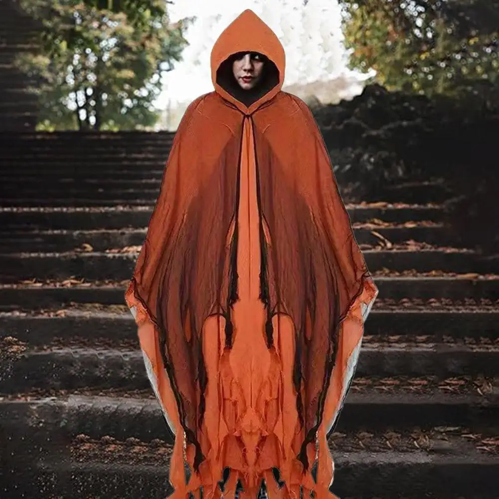 جديد مرعب الهيكل العظمي هالوين عباءة مع هود شبح تأثيري زي حفلة الرعب فستان زي عباءات الدعائم #4