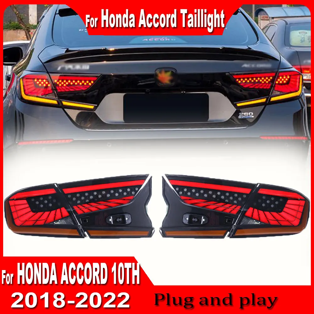 2pcs Car Lights For Honda Accord Taillight 2018 -2022 10th Gen Rear Tail Lamps Sequential Dynamic Turn Signal Lights Brake Lamp