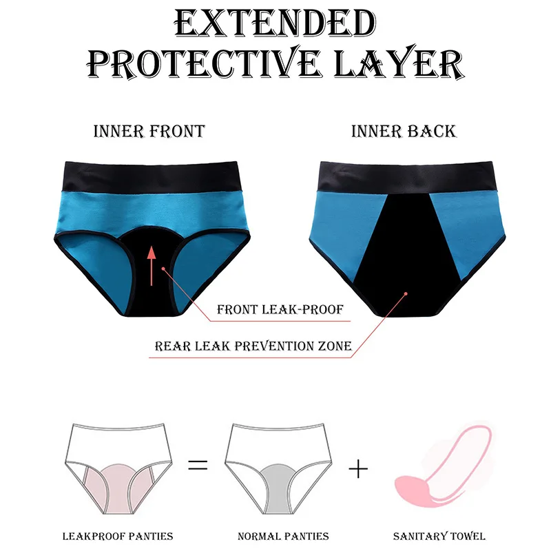 3-Piece Adolescent Girls Period Panties Leakproof Abundant Flow Menstrual Briefs Solid Puberty Teenage Girls Sanitary Underwear