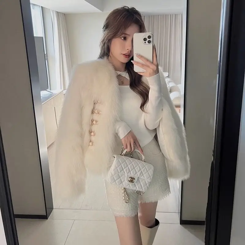 معطف الفرو سترة المرأة المألوف الخريف والشتاء جديد البنطال القصير النسخة الكورية مزاجه فضفاض دافئ